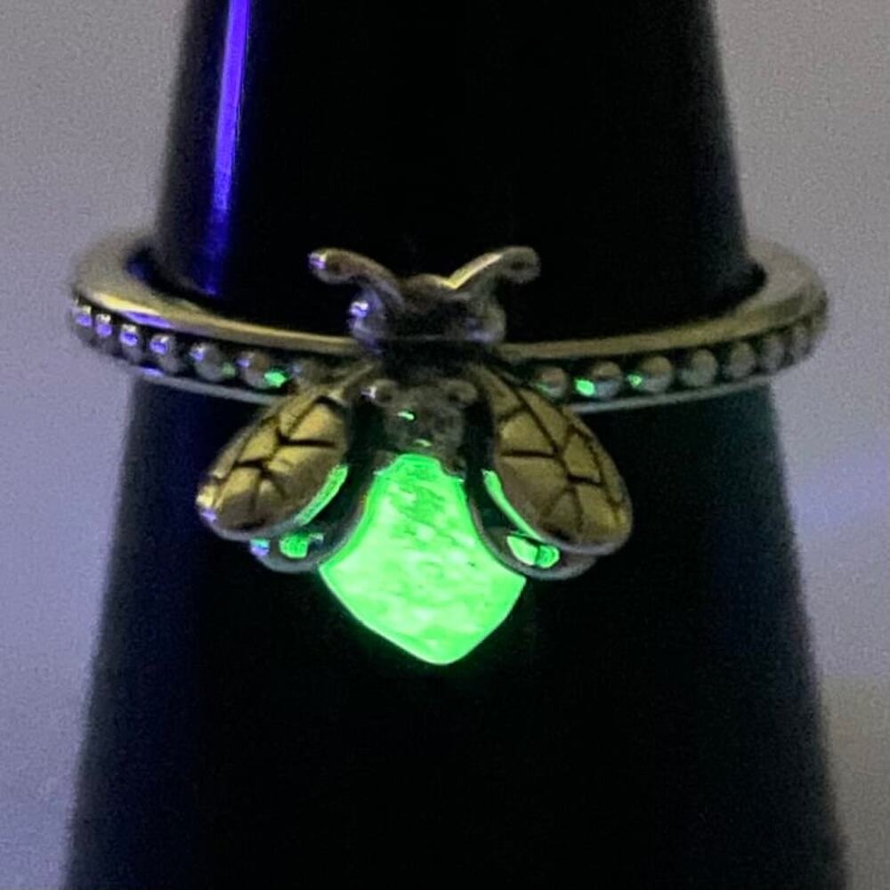 Glow In The Dark You Light Up My Life Stainless Steel Firefly Ring ~ Size 8